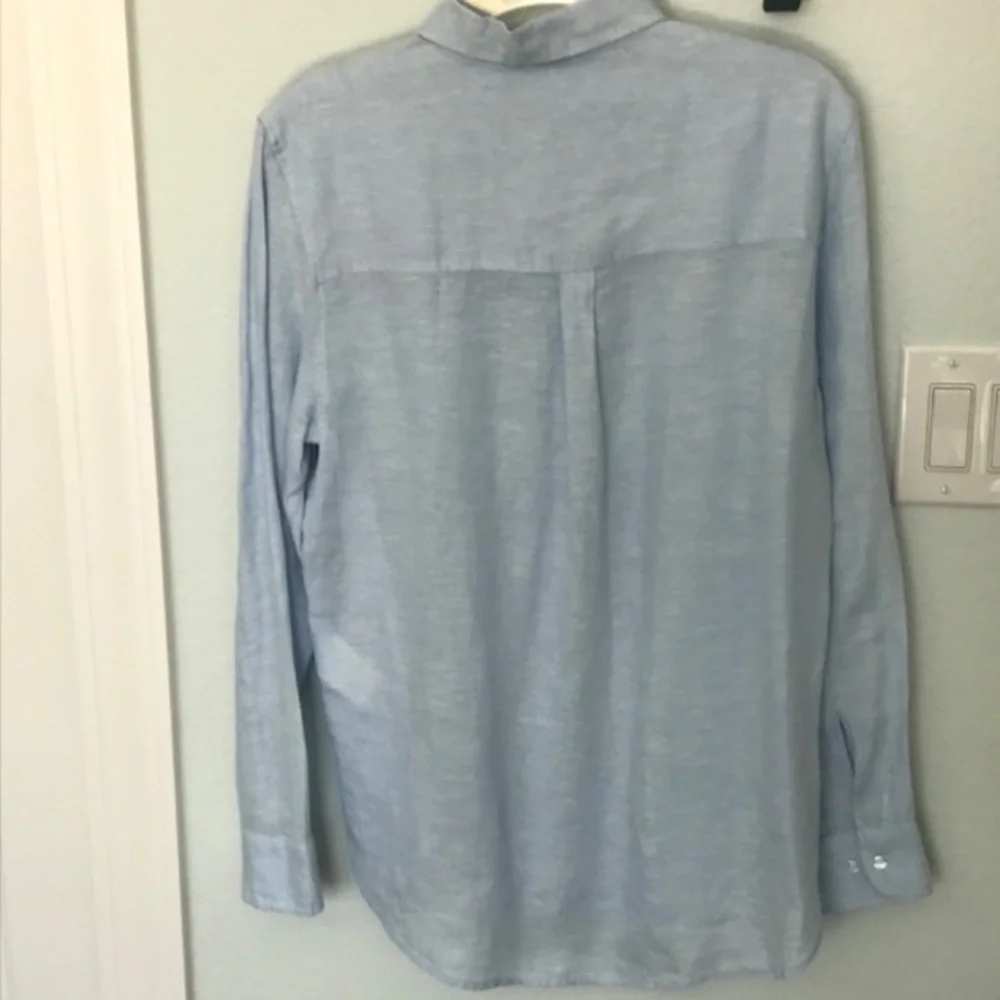 H&M 100% Linen Pale Blue Button Down Sz S - Picture 4 of 7